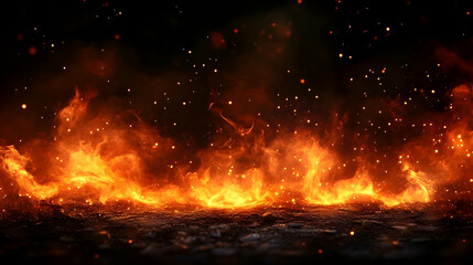 Fiery Inferno: Embers Dance, Flames Ignite, Burning Brightly, Intensely