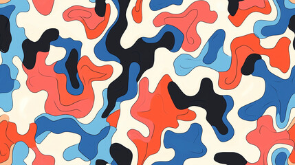 Camouflage style seamless pattern in blue tones