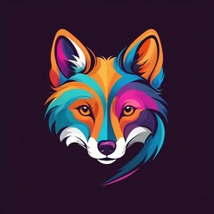 Bold fox head design in vector style, sharp lines and clear features, isolated on a black background.