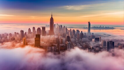 Fototapeta premium morning mist fog in the city