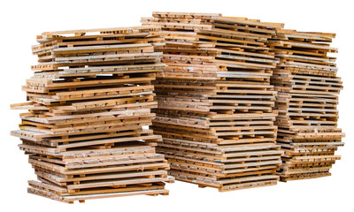 Wooden pallets on a white