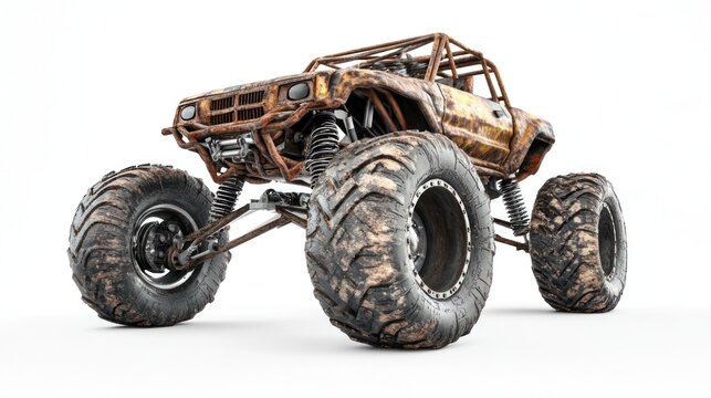 A rugged off-road monster truck with oversized tires, designed for extreme terrain.