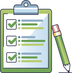 Fototapeta premium A checklist on a clipboard with a pencil symbolizes organization and task management.