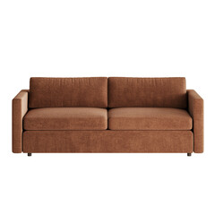 A brown couch with two pillows on it