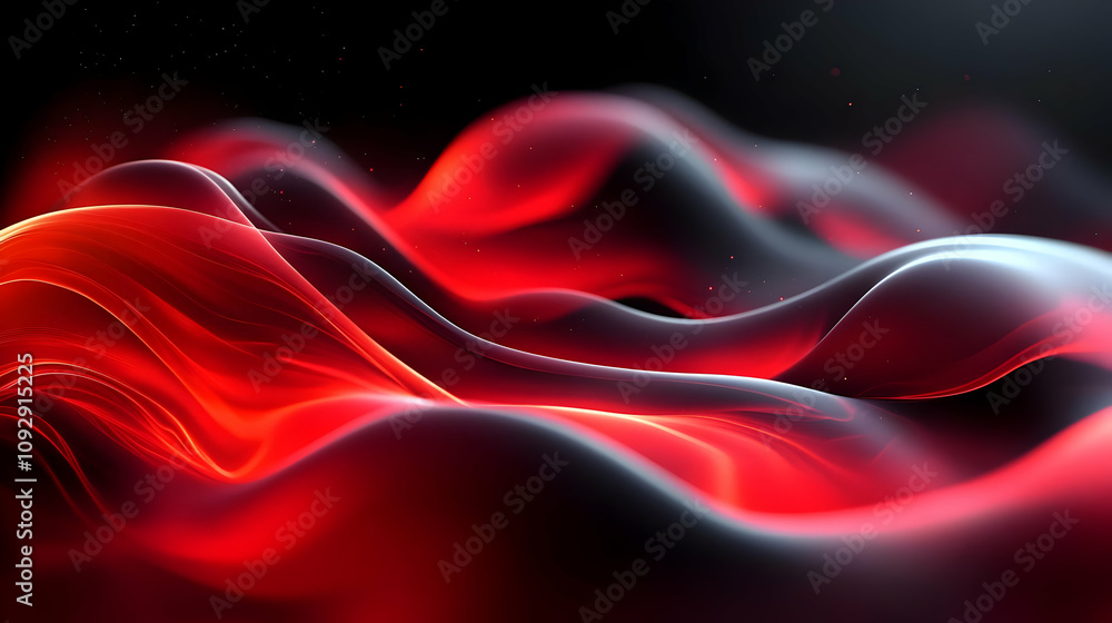Aufkleber red abstract waves flow dynamically, creating a fiery digital landscape