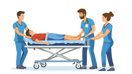 Healthcare Workers Pushing Patient on Gurney in Medical Facility