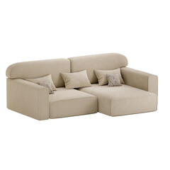 A tan couch with pillows on it
