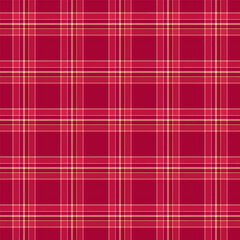 Plaid with twill weave repeat pattern.Checkered tartan gingham seamless pattern in red.Geometric graphic vector illustration background design for fabric and prints.
