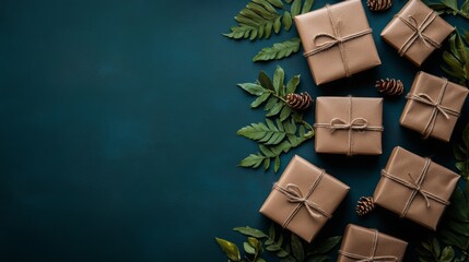 A festive arrangement of beautifully wrapped Christmas presents on a table, showcasing vibrant colors and decorative bows, perfect for the holiday season.
