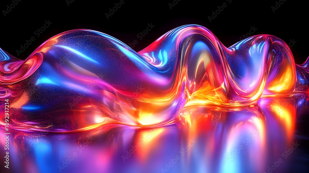 Poster vibrant liquid light: abstract neon waves flow dynamically