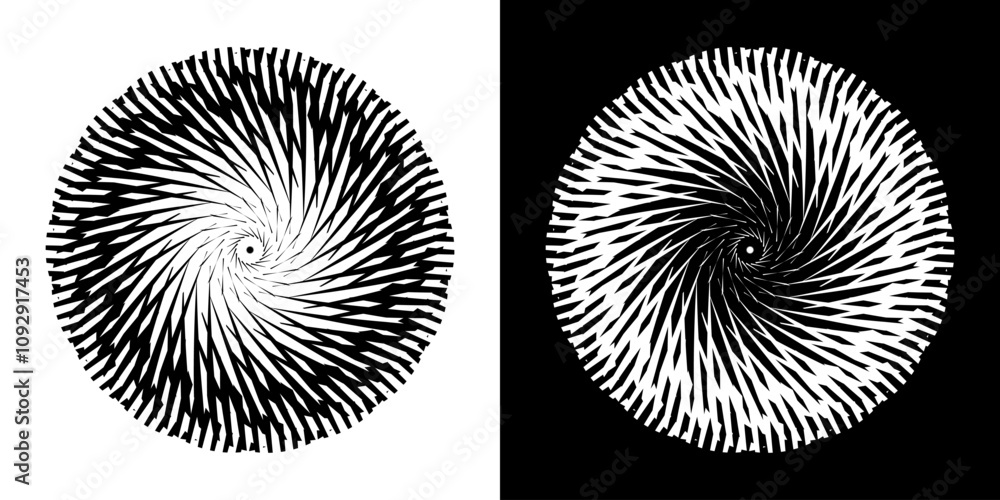 Fototapete abstract background with lines pattern in circles. spiral art design as logo or icon. a black figure