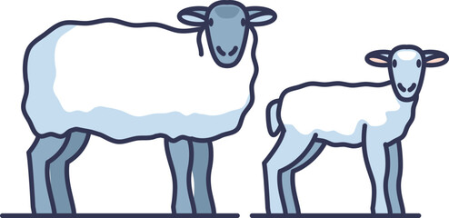 Illustration of a sheep and lamb symbolizing livestock farming.