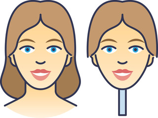 Illustration of a woman with a mask, symbolizing identity and concealment.