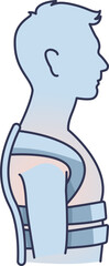 Illustration of a person wearing a posture corrector, emphasizing spinal alignment.