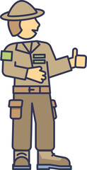 Illustration of a park ranger in uniform giving a thumbs up.