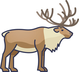 Illustration of a reindeer with large antlers, symbolizing winter and wildlife.