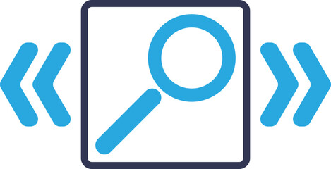 Magnifying glass symbolizing search and exploration.