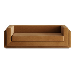 A tan couch with a brown cushion
