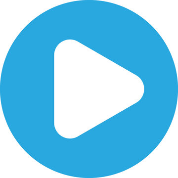 Blue play button symbolizing video start or media playback.
