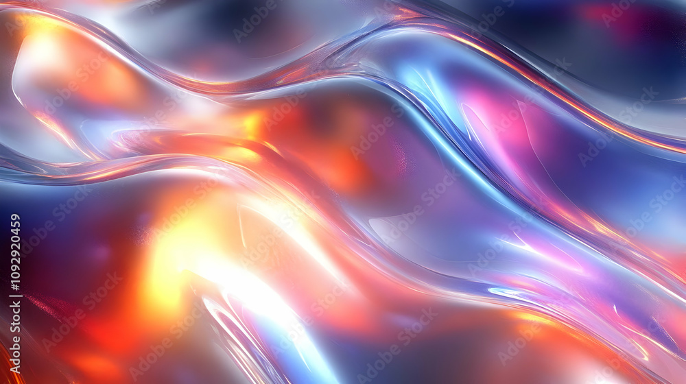 Poster fluid colors flow dynamically, shimmering abstract art