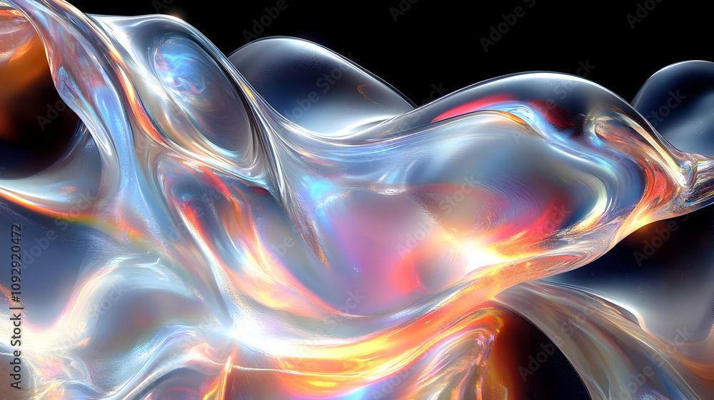 Aufkleber liquid light: abstract iridescent waves flow dynamically