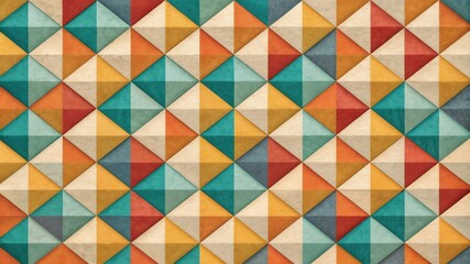 Fototapeta premium Seamless textured geometric pattern on paper with colorful triangles 