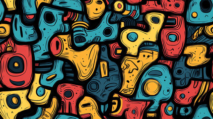 Obraz premium Abstract characters seamless pattern, multicolor modern design