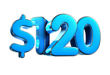 120 dollers blue 3d illustration. Advertising signs, Product design, Product sales, Fabric design, Digital printing.