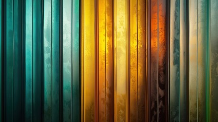 Vibrant metallic panels with gradient colors and textures