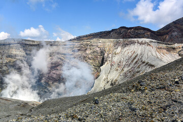 Mount Aso, an active volcano in Kyushu Japan