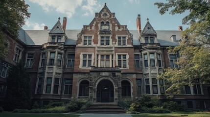 Fototapeta premium Haunted asylums and hospitals, exploring historical buildings with eerie histories