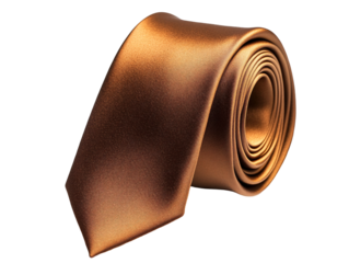 a brown tie rolled up