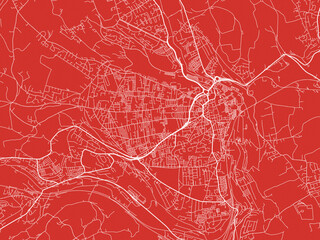 Christmas Map of Halifax, United Kingdom in Snowy White on Festive Red Background.