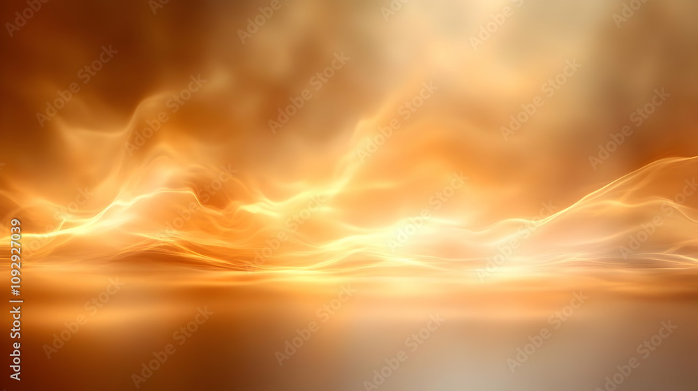 Poster golden abstract waves flowing dynamically across horizon