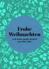 New Year, Christmas card in German with Christmas tree. Colorful Illustration of a Christmas background. Greeting Backdrop, New year, Christmas wishes