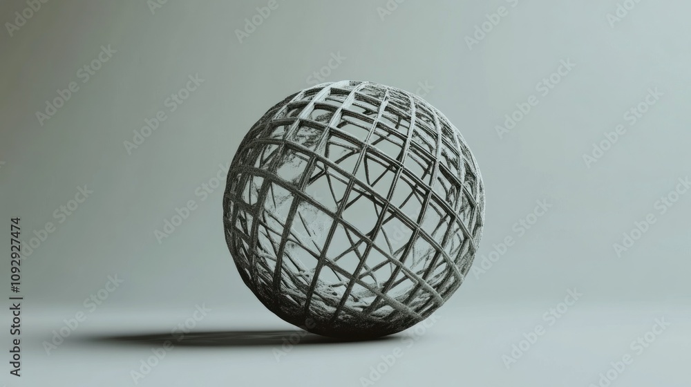 Poster abstract 3d render of a gray wireframe sphere
