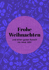 New Year, Christmas card in German with Christmas tree. Colorful Illustration of a Christmas background. Greeting Backdrop, New year, Christmas wishes