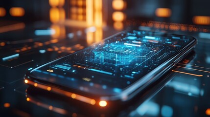 A smartphone displaying an interactive hologram powered by 6G, representing future advances in connectivity and human-technology interaction.