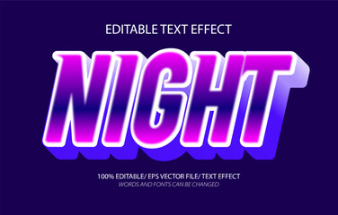 Night editable text effect, 3D editable text template.