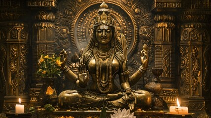 Fototapeta premium Shakti in Tantric Shaivism and Shaktism. celebration of the festival Navaratri, nine nights, Diwali