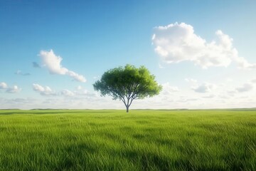 Open savanna with central blank sky for custom text, geography template, vast grasslands