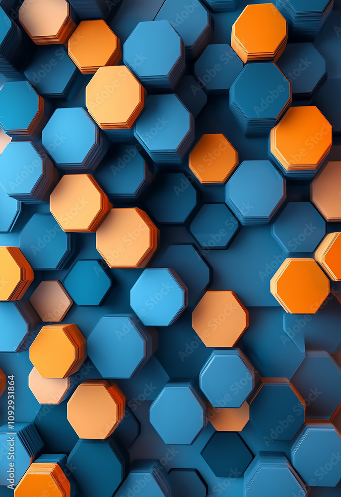 Poster abstract vector background with hexagons. landscape of the virtual world close-up view of a textured