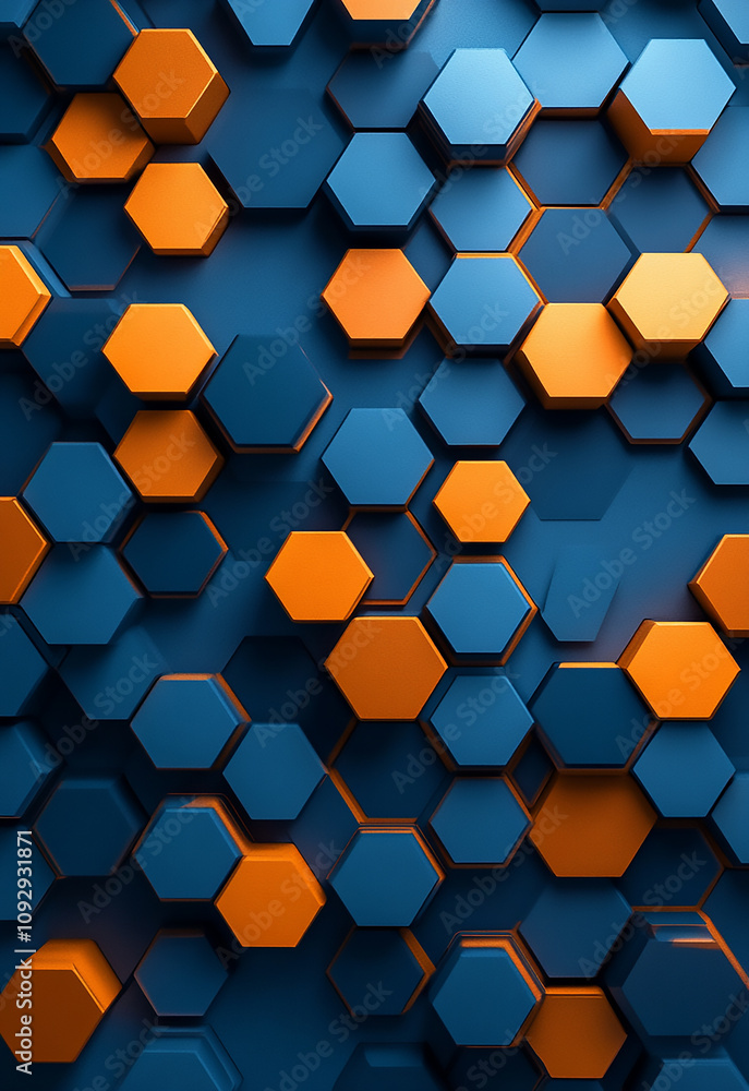 Poster abstract vector background with hexagons. landscape of the virtual world close-up view of a textured
