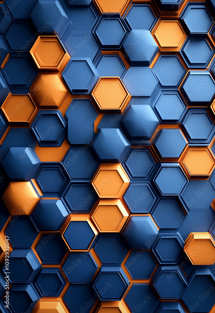 Poster abstract vector background with hexagons. landscape of the virtual world close-up view of a textured