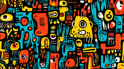 Obraz premium Urban symbols seamless pattern on dark background