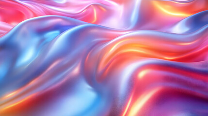 Obraz premium Vibrant Iridescent Fabric Waves Flowing Smoothly