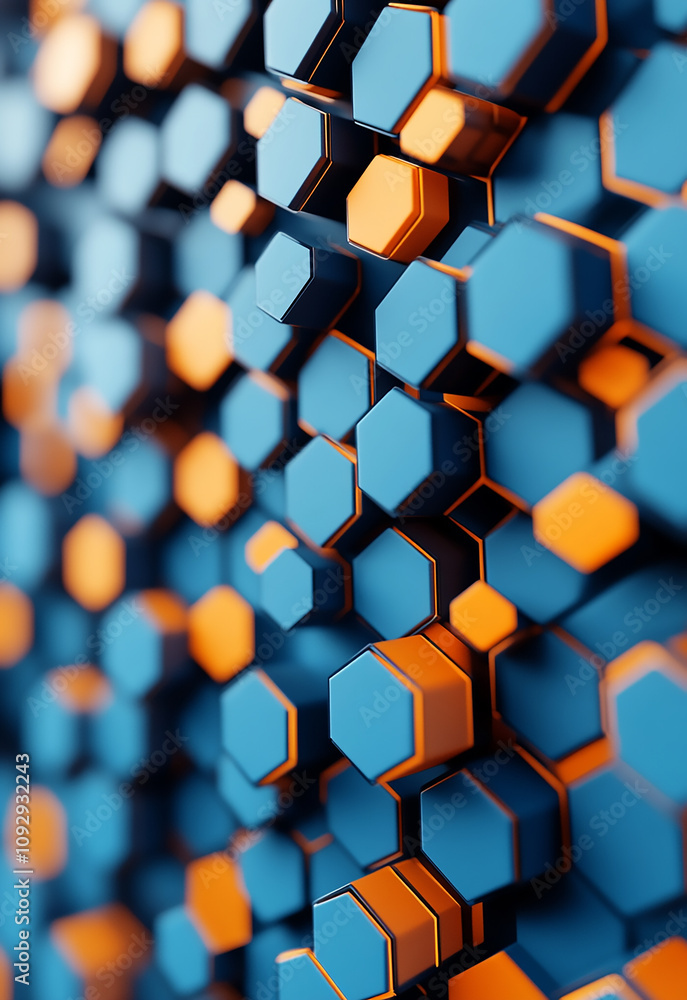 Poster abstract vector background with hexagons. landscape of the virtual world close-up view of a textured