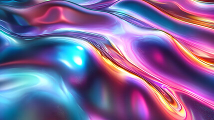 Naklejka premium Vibrant Iridescent Liquid Flows, Shimmering Abstract Art