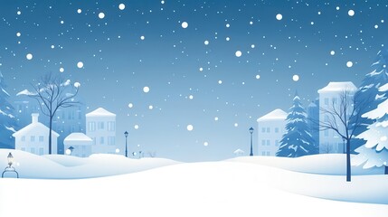 Fototapeta premium Snowy cityscape with central blank area, ready for travel text, urban winter template, city adventure