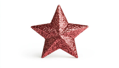 Obraz premium A shining red star decoration symbolizes celebration and festive occasions isolated on white background.